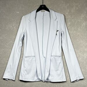 Miller Wendt Blazer Womens Size XS Blue With Star Patch Open Front Long Sleeve